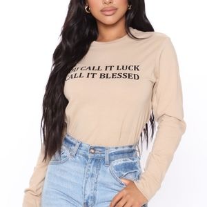 "I call it blessed" long sleeve top ~ Fashion Nova